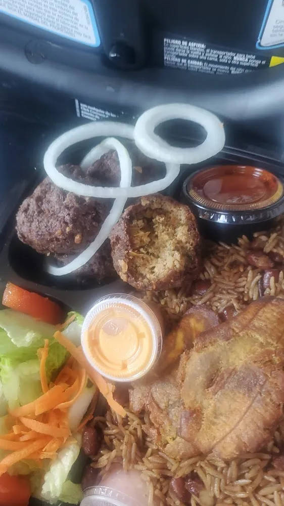 Meatballs and Brown Rice and Beans